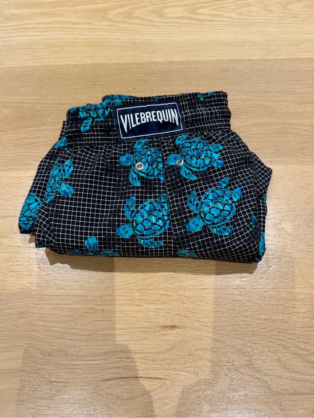 Vilebrequin Black Swim Shorts with Turquoise Turtle Motif Men’s 5XL